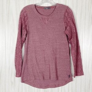 Prana | Pink Darla Lace Long Sleeve Tee Size Small